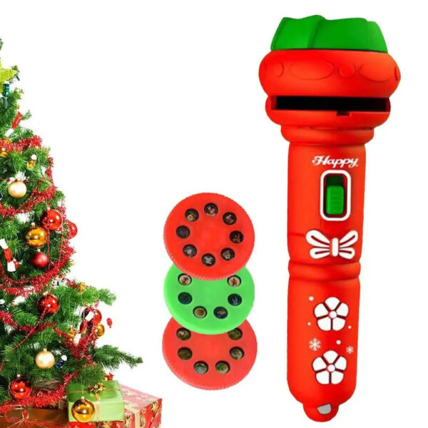 Red Kids Christmas Torch Projector Story Lighting Slide Lamp Cognitive Bedtime Dinosaur Pattern Flashlight Projection Luminous Toy