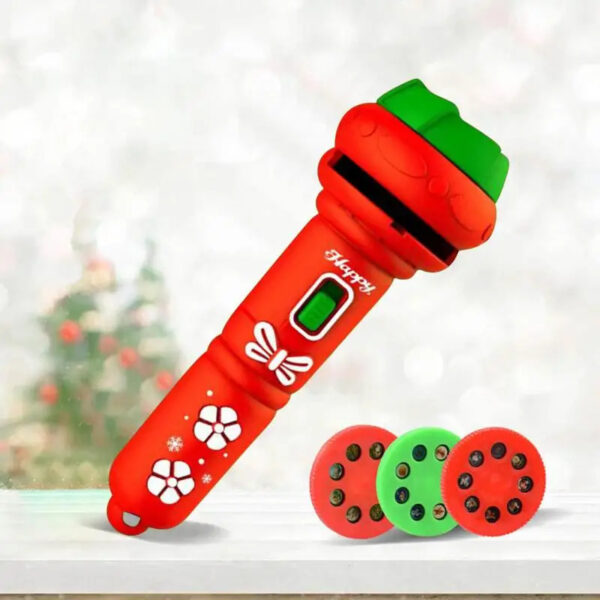 Red Kids Christmas Torch Projector Story Lighting Slide Lamp Cognitive Bedtime Dinosaur Pattern Flashlight Projection Luminous Toy - Image 3