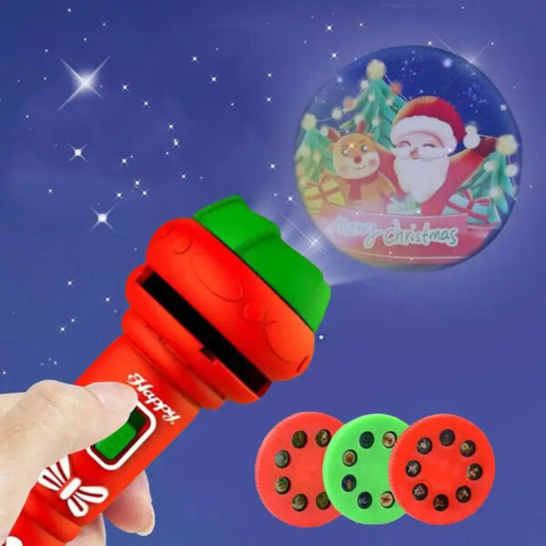 Red Kids Christmas Torch Projector Story Lighting Slide Lamp Cognitive Bedtime Dinosaur Pattern Flashlight Projection Luminous Toy - Image 4