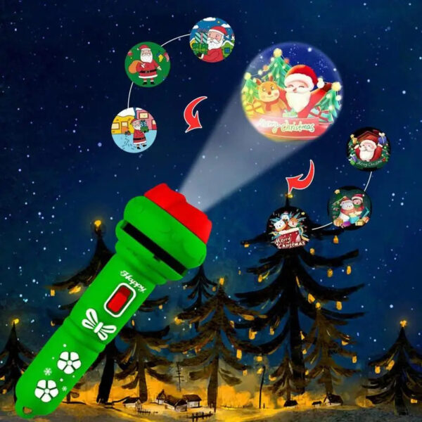 Green Kids Christmas Torch Projector Story Lighting Slide Lamp Cognitive Bedtime Dinosaur Pattern Flashlight Projection Luminous Toy