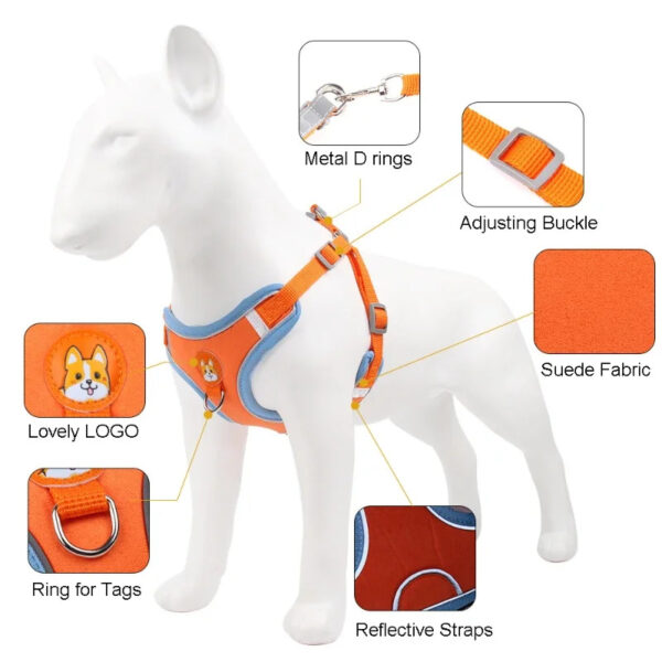 Reflective Adjustable Vest Harness Strap & Leash for Cats & Small Dogs - Image 2