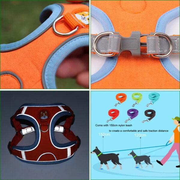 Reflective Adjustable Vest Harness Strap & Leash for Cats & Small Dogs - Image 3