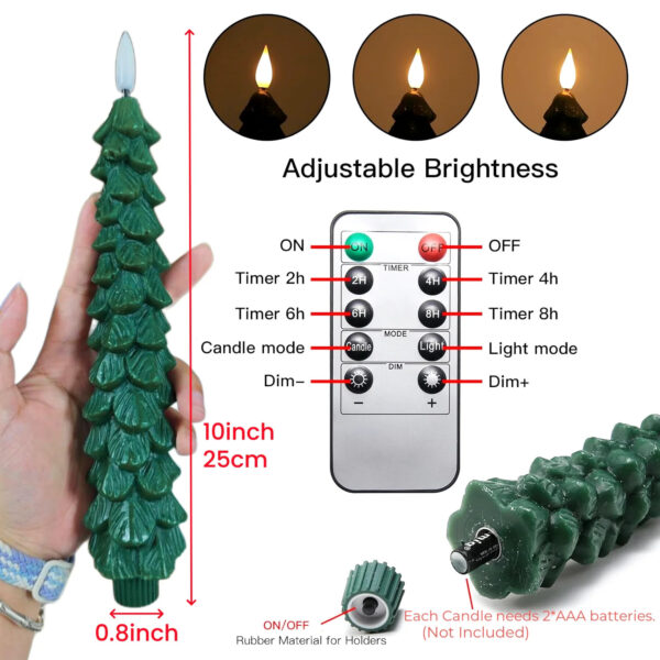 Real Wax Christmas Tree Led Flickering Taper Flameless Candles - Image 2