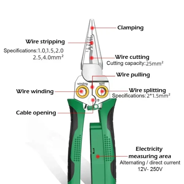 8-in-1 Electrical Wire Stripper Multi-Tool Pliers - Image 3