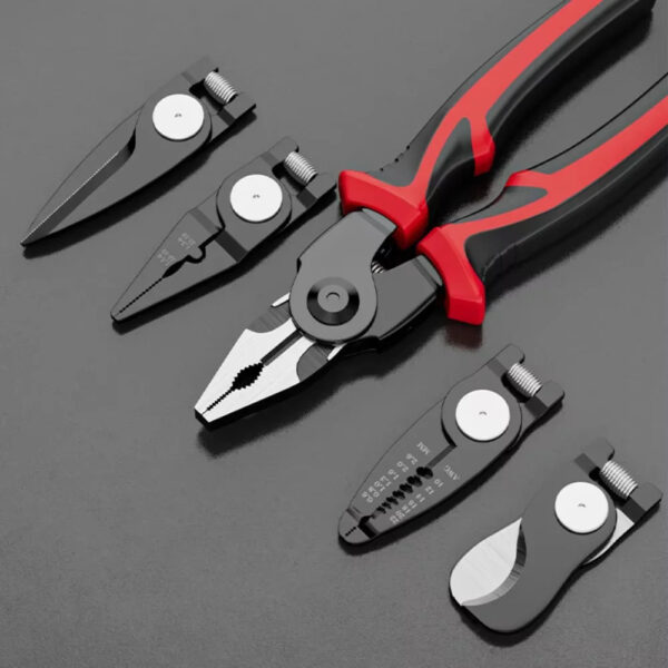 5-in-1 Multifunctional Pliers Set,Interchangeable Plier Heads ，Wire pliers Stripper Cable Clamp Crimping Pliers - Image 5