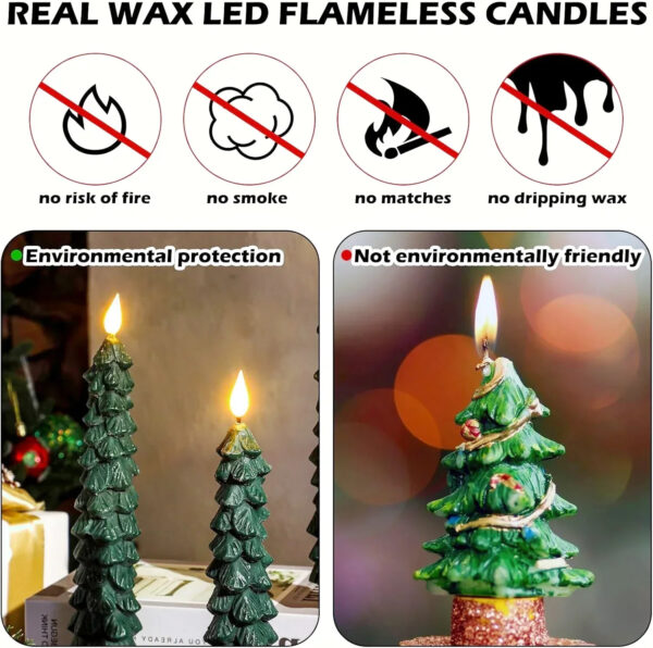 Real Wax Christmas Tree Led Flickering Taper Flameless Candles - Image 3