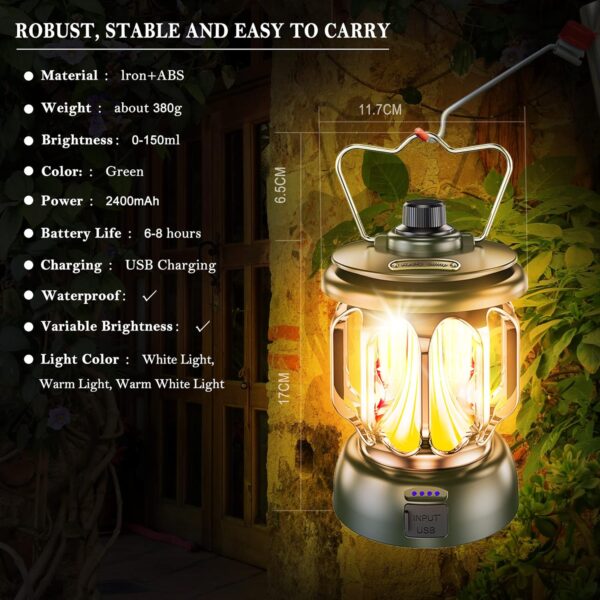 Rechargeable Waterproof Retro Camping Lamp - Image 5