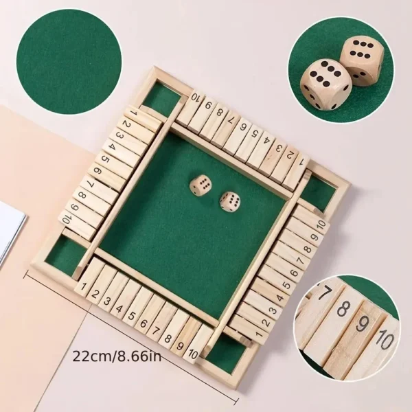 Shut The Box - Wooden Dice Board Family Game - Image 4